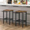 2 Bar Kitchen Stools Dining Room Counter Breakfast Chairs Plant Flower Pot Stand Modern Bench Seat Wooden Top Metal Legs