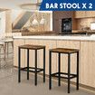 2 Bar Kitchen Stools Dining Room Counter Breakfast Chairs Plant Flower Pot Stand Modern Bench Seat Wooden Top Metal Legs