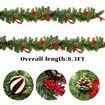 2.7m Christmas Artificial Garland with 50 LED Light Pinecone Wreath Flocked with Mixed Decorations Door Christmas Party