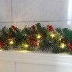 2.7m Christmas Artificial Garland with 50 LED Light Pinecone Wreath Flocked with Mixed Decorations Door Christmas Party