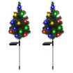 2pcs Christmas Tree Solar Powered Prelit Christmas Tree with Multicolored LED Lights Outdoor Decorations, Holiday