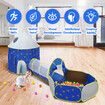 Kids Pop Up Tent Ball Pit Basketball Hoop Dollhouse Indoor Playground Teepee Playhouse Princess Castle Crawl Tunnel Outdoor Playset Blue