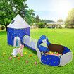 Kids Pop Up Tent Ball Pit Basketball Hoop Dollhouse Indoor Playground Teepee Playhouse Princess Castle Crawl Tunnel Outdoor Playset Blue