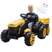 Kids Ride on Tractor Remote Control 12V Battery Electric Car Toy Vehicle Trailer MP3 Player Safety Belt LED Light Yellow