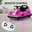 Kids Bumper Car With Remote Control Electric Ride On Toy Race Vehicle DIY Sticker Music LED 360 Degree Spin Twin Motor Pink