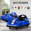 Bumper Car With Remote Control Electric Kids Ride On Toy Race Vehicle Music LED DIY Sticker 360 Degree Spin Twin Motor Blue