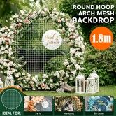 1.8M Wedding Party Arch Mesh Backdrop Stand White Round Hoop Decoration Circle Metal Frame Photo Balloon Flower Display