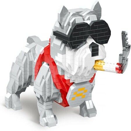 998 Pieces Cute Animal Series Micro Mini Building Blocks Kit, Domineering Bulldog Micros Brick Building Toys