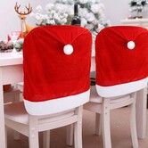 Red Hat Dining Chair Slipcovers,Christmas Chair Back Covers Kitchen Chair Covers (4pcs)