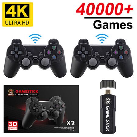 4K Game Stick 128G 40000 Games Retro Game Console HD Video Game Console Wireless Controller For PSP PS1 GBA Birthday Christmas Gift