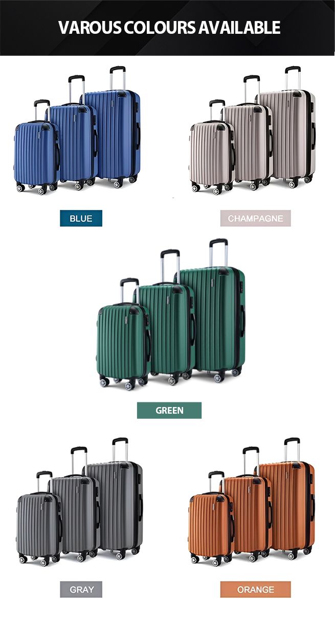 3 Piece Luggage Set Carry On Suitcases Travel Cabin Bags Hard Shell