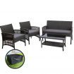 Gardeon 4PCS Outdoor Lounge Setting Sofa Set Patio Wicker Furniture Grey Cover