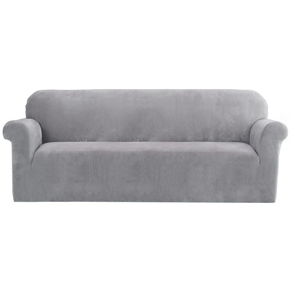 Artiss Sofa Cover Couch Covers 4 Seater Velvet Grey