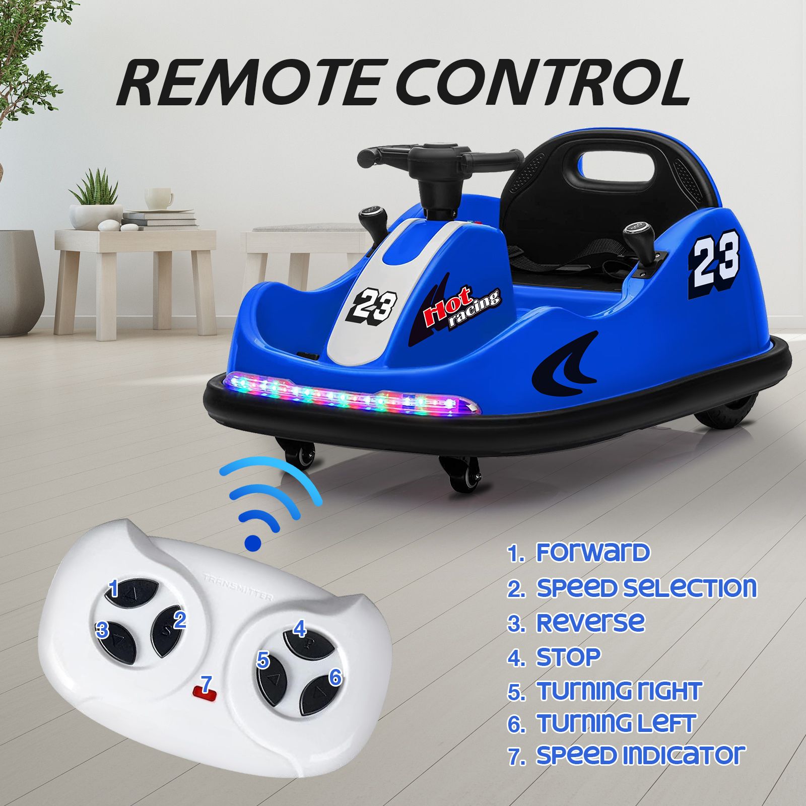Bumper Car With Remote Control Electric Kids Ride On Toy Race Vehicle