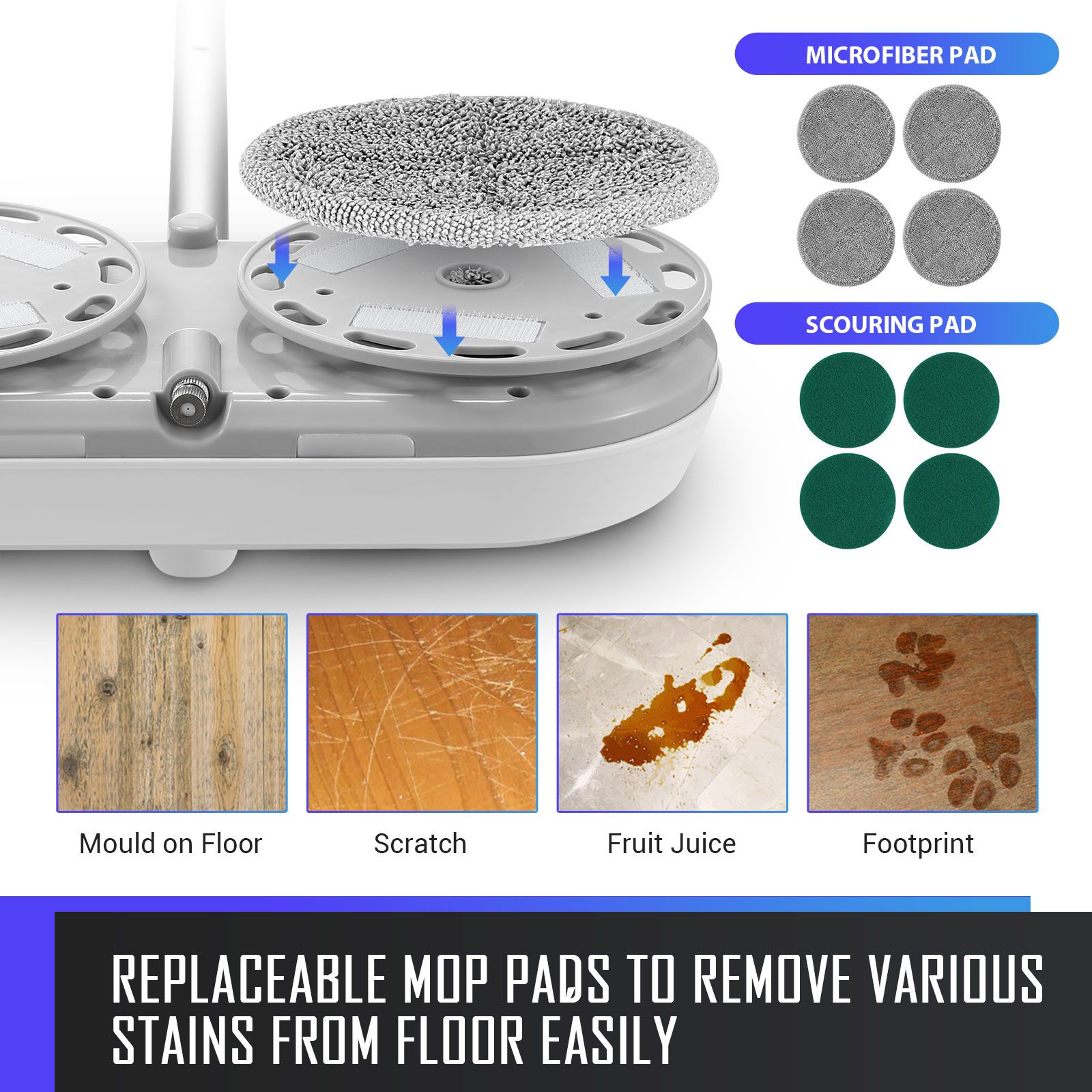 Mop Replacement Pads Scouring Green Scourer Microfiber Replaceable for