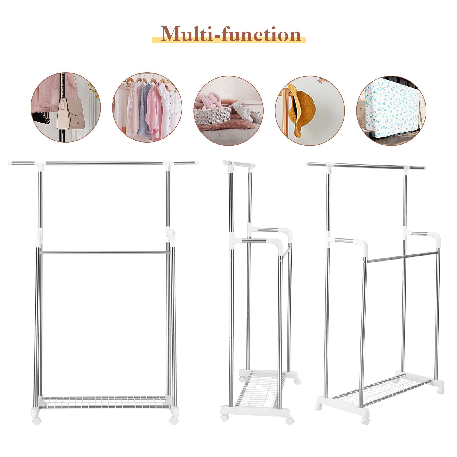 Clothes Airer Rail Drying Rack Width Adjustable Laundry Stand Dryer ...