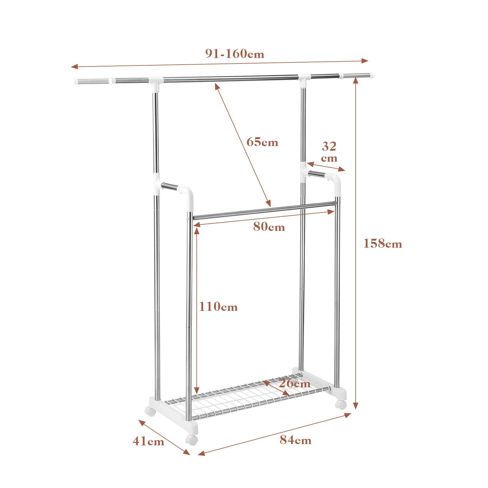 Clothes Airer Rail Drying Rack Width Adjustable Laundry Stand Dryer ...