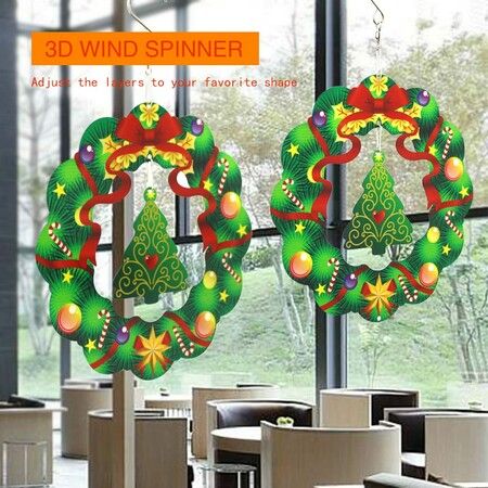 Wind Spinners  Metal Kinetic Christmas Tree Stainless Steel Wind Garden Decoration Hanging for Yard Art & Outdoor