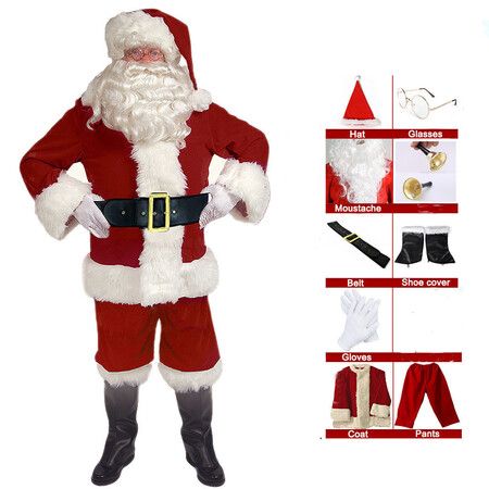 Santa Suit Christmas Santa Claus Costume for Men Women Adult Costume ...