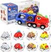 9 in 1 Dinosaur Carrier Car Trucks Toys with Smokefor Kids Age 3 to 7