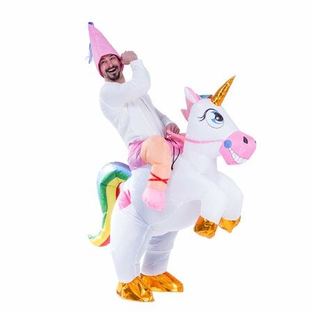 Inflatable Costume Unicorn Riding a Unicorn Air Blow-up Deluxe Halloween Costume  150-180CM