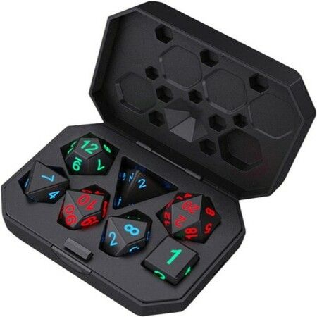 Charging Luminous Dice 7 PCS RPG Dice Set LED Rechargeable Polyhedral Dice with Charging Box for Board Game Party