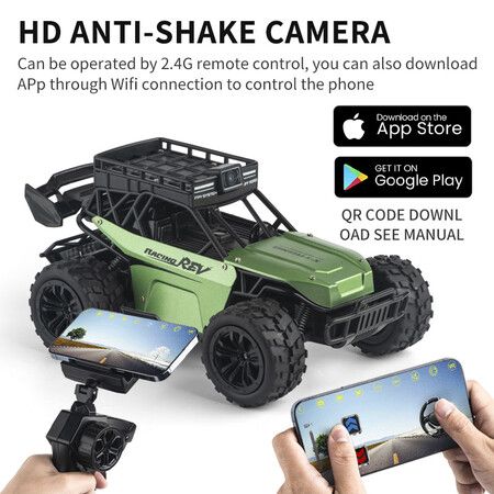 Remote Control Cars with 1080P Camera Talkie with 5G FPV UHD Camera Remote Control Truck 1:16 Scale Off-Road Trucks(Green)