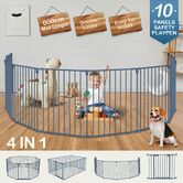 Pet Dog Playpen Safety Gate Kids Activity Centre Puppy Enclosure Pen Stair Barrier Fence Fireplace Guard Outdoor Indoor 10 Panels