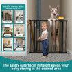 Safety Dog Pet Gate Adjustable Kids Security Safe Fence Barrier Guard for Stairs With Walk Through Door 96cm Black