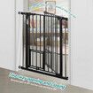 Safety Dog Pet Gate Adjustable Kids Security Safe Fence Barrier Guard for Stairs With Walk Through Door 96cm Black