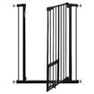 Safety Dog Pet Gate Adjustable Kids Security Safe Fence Barrier Guard for Stairs With Walk Through Door 96cm Black