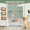 Dog Safety Gate Pet Barrier Kids Safe Fence Security Guard for Stairs Adjustable w/ Walk Through Door 77cm Grey