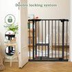 Safety Dog Gate Adjustable Pet Barrier Kids Security Guard Safe Fence for Stairs w/ Walk Through Door 77cm Black