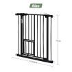 Safety Dog Gate Adjustable Pet Barrier Kids Security Guard Safe Fence for Stairs w/ Walk Through Door 77cm Black