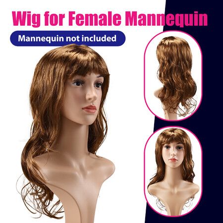 Wavy Curly Wig Hair Long Fake Brown for Women Female Mannequin False Synthetic Fibre 50CM