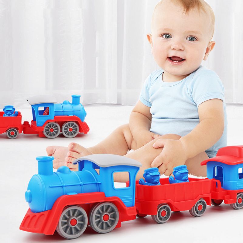 Green Toys Train, Blue CB - 6 Piece Pretend Play Kids Toy Vehicle Playset