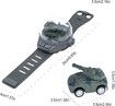 Toy Mini Remote Control Watch Car 2.4 GHz Cute Racing with LED Light USB Charging Silicone Watchband (Tank Army Green)