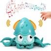 Electric Crawling Octopus Toy with Music LED Light Up Automatically Avoid Obstacles USB Charge for Babies (Green)