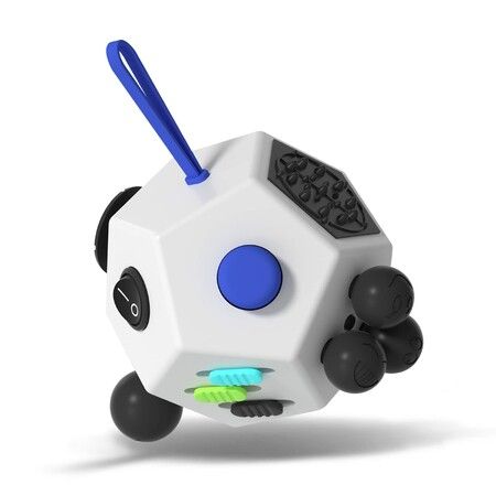 Fidget Dodecagon –12-Side Fidget Cube Relieves Stress and Anxiety Anti Depression Cube for Children and Adults with ADHD ADD OCD Autism (White)