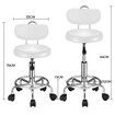 Barber Salon Chair Stool Height Adjustable Rotatable Clinic Beauty Hairdressing PU White With Back