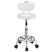 Barber Salon Chair Stool Height Adjustable Rotatable Clinic Beauty Hairdressing PU White With Back