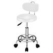 Barber Salon Chair Stool Height Adjustable Rotatable Clinic Beauty Hairdressing PU White With Back