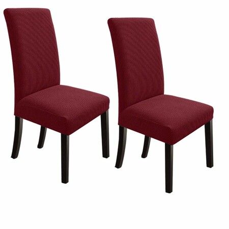 Dining Chair Covers Stretch Chair Covers Parsons Chair Slipcover Chair Covers for Dining Room Set of 2, Wine Red