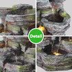 Garden Water Feature Fountain Rocky Waterfall LED Lights Submersible Pump Outdoor Indoor Backyard Balcony Home 5-Tier 46cm