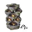 Garden Water Feature Fountain Rocky Waterfall LED Lights Submersible Pump Outdoor Indoor Backyard Balcony Home 5-Tier 46cm