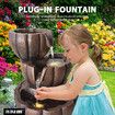 Garden Water Feature Fountain Cascading Outdoor Bowl LED Lights Submersible Pump Indoor Home Balcony Rustic Polyresin 3-Tier 39.5cm