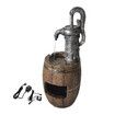 Rustic Water Feature Garden Fountain Barrel Waterfall LED Lights Submersible Pump Indoor Outdoor Home Backyard Balcony 48cm