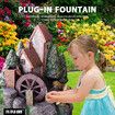 Water Feature Garden Fountain Submersible Outdoor Indoor Pump Home Backyard Balcony Forest Dog Wheel Stone Landscape Waterfall LED Lights 60cm