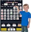 Calendar Pocket Chart Calendar Weather with 142 Spanish Flash Cards Classroom Teaching Home (Black)