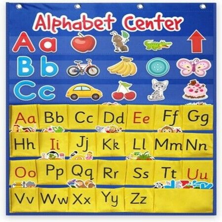 104 Pcs Alphabet Pocket Chart Activity Center Letter Recognition Reading Basics for Teachers Parents ESL